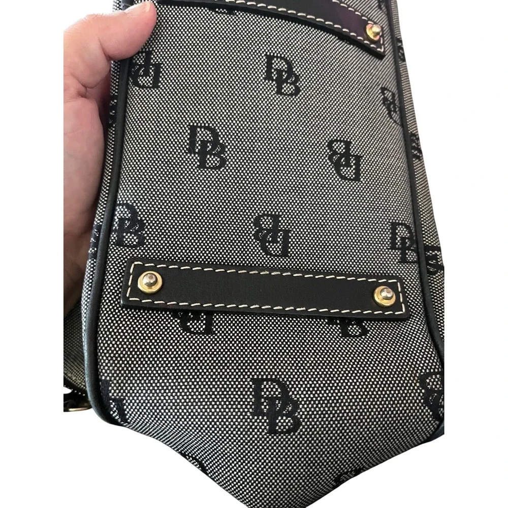 Dooney & Bourke Monogram Canvas Dome‎ Satchel Bag Black White DB Logo Handbag